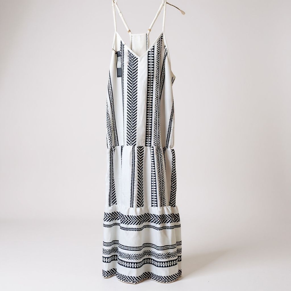 Allegra K Black and White Geometric Maxi Dress